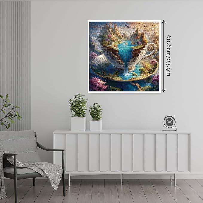 Beautiful Landscape Cup Puzzles for Adults 1000 Pieces, Magic Mountain Waterfall Jigsaw Puzzle, Difficult Nature Art Puzzles