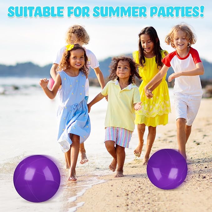 Raiten 12 Pcs Beach Ball Inflatable Beach Balls Large Inflatable Ball Floating Ball for Swimming Pool Party Favors Outdoor Activities Summer Birthday Party Supplies (Purple,12 Inch)