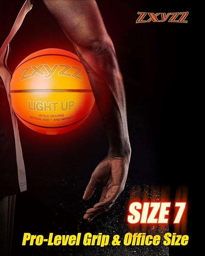 Rechargeable Glow in the Dark Basketball, LED Light Up Basketball with Accessories, Cool Toys for Birthday Easter Gifts Ideal, Stuff Ages for 8 9 10 11 12 13 14 15 Years Old Boys Kids Teenage Youth