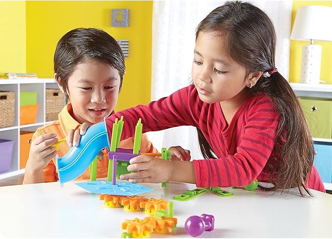 Learning Resources Playground Engineering & Design STEM Set - Kids Games, Building and Construction Gears, Montessori Activities , Critical Thinking Skills, Problem Solving for Boys and Girls