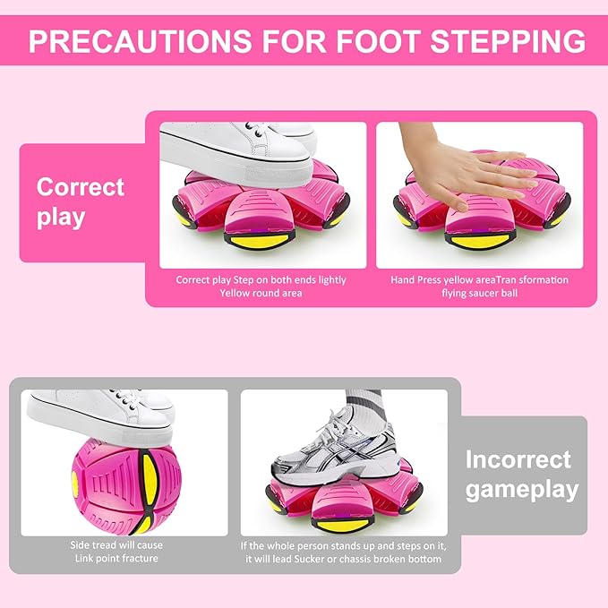 Magic Ball Pop Up Balls Light-Up – Magic Bouncing Pop Up Toy with Bright Motion Lights Dual-Form Magic Meta Ball Bouncy Balls for Indoor Outdoor Fun (Pink)