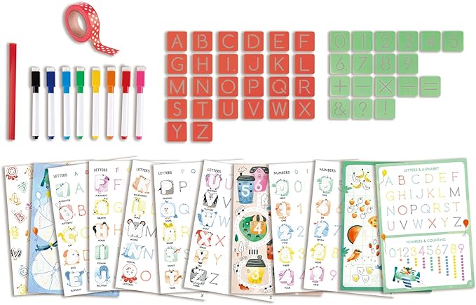 Hape Letters and Numbers Tracing - Alphabet Handwriting Practice Books for Kids - Educational Letter Stencils for Children Aged 4+ Years