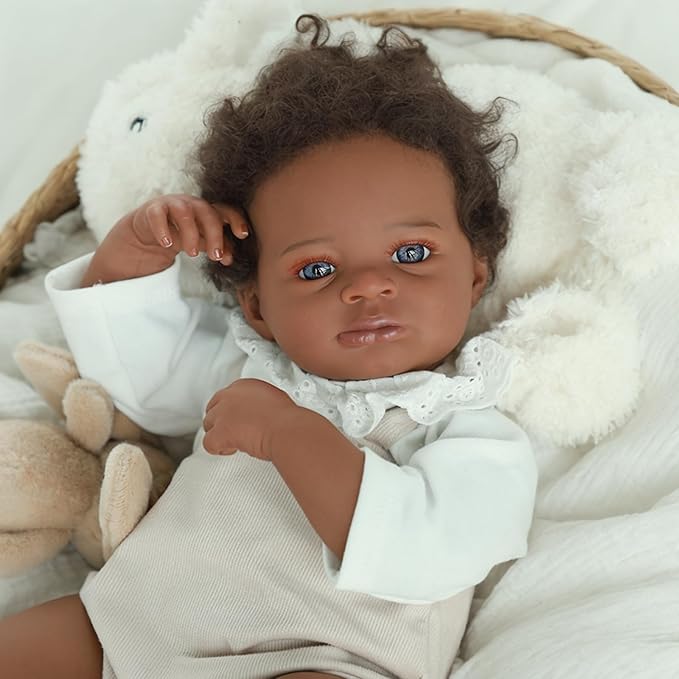 WOOROY Lifelike Reborn Baby Dolls Black – 20-Inch Realistic African American Newborn Baby Doll, Real Life Baby Dolls,Real Baby Doll with Full Vinyl Body with Accessories Gift for Kids Ages 3+