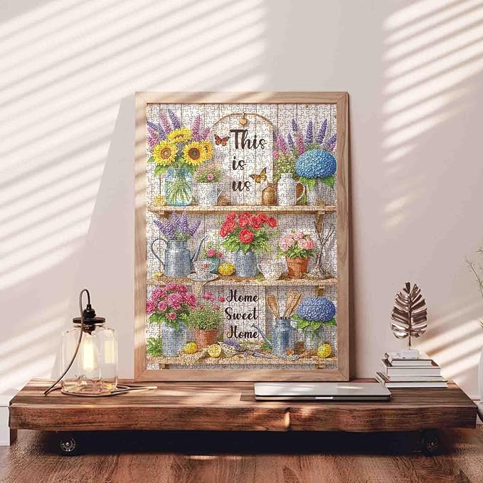 Flowers 1000 Piece Puzzle for Adults, Retro Floral Puzzle Challenging Decor Puzzle & Unique Gift Idea for Friends Parents-19.7 x 27.6 in