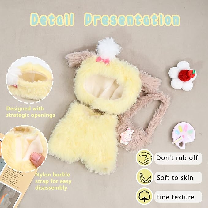 Clothes for labubu 17cm Accessories Suit Cute Clothes for Doll Dress up Animal Style Outfits (NO Doll)（Rabbit）