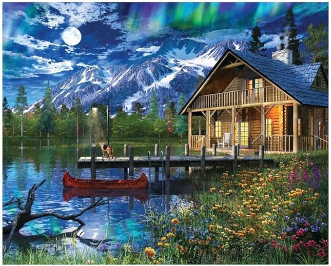 Springbok's 1000 Piece Jigsaw Puzzle Moon Cabin Retreat - Made in USA