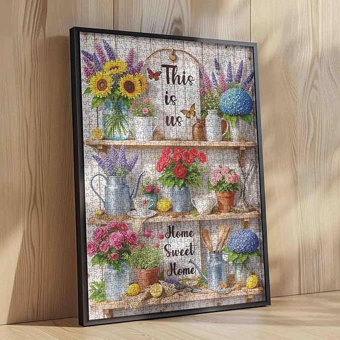Flowers 1000 Piece Puzzle for Adults, Retro Floral Puzzle Challenging Decor Puzzle & Unique Gift Idea for Friends Parents-19.7 x 27.6 in