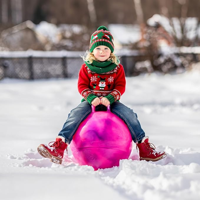 EVERICH TOY Hopper Ball for Kids, 20In Ride On Bouncy Balls with Handle, Purple Pink Clouds Girls Toys for Indoor Outdoor Active Play Toys Easter Basket Stuffers Girls Boys Gifts for 7 8 9 10 Yr Old