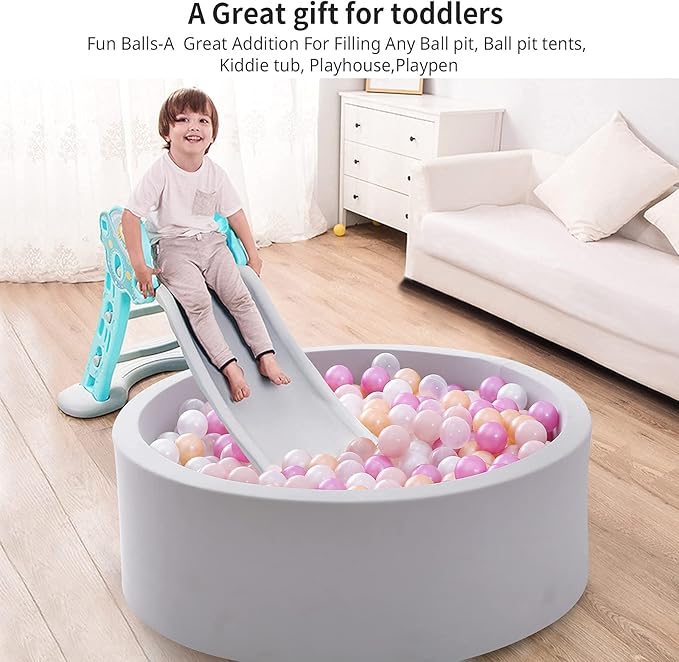 STARBOLO Ball Pit Balls for Toddlers Pack of 100 200 500 - BPA&Phthalate Free Non-Toxic Crush Proof Soft Plastic Balls for 1-5Years Old Toddlers Girl Kids Birthday Pool Playpen Tent Party