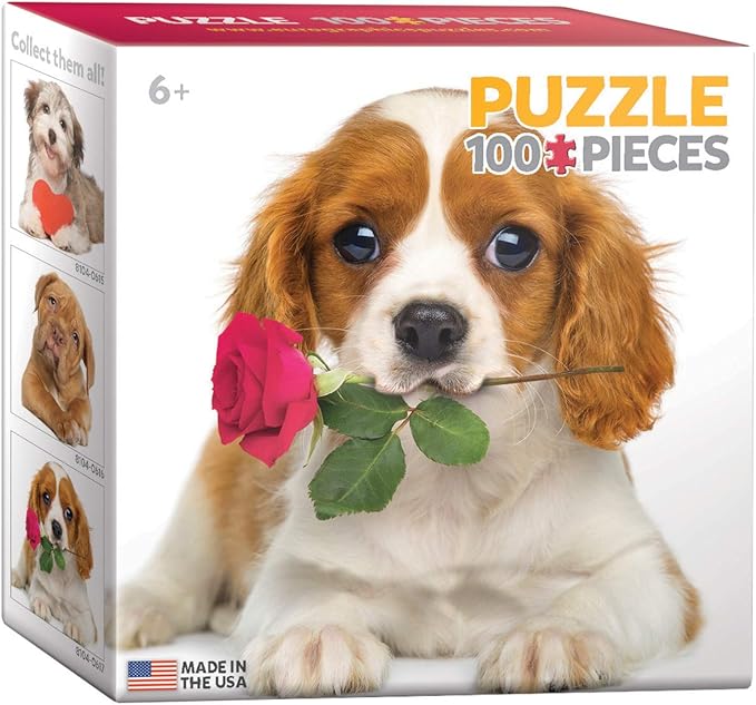 EuroGraphics Dog with Rose Mini Puzzle (100-Piece)
