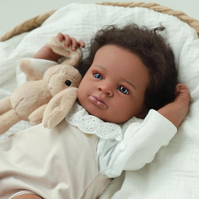 WOOROY Lifelike Reborn Baby Dolls Black – 20-Inch Realistic African American Newborn Baby Doll, Real Life Baby Dolls,Real Baby Doll with Full Vinyl Body with Accessories Gift for Kids Ages 3+