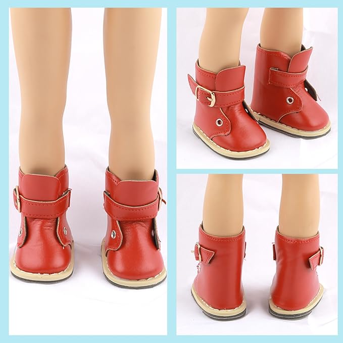 18 inch Doll Shoes - 5 Pairs of Different Types (Boots/Roller Skates/Sandals/Clogs) + 2 Pairs of Pink/White Socks 18 in Doll Accessories 18‘’Pink American Doll Accessories