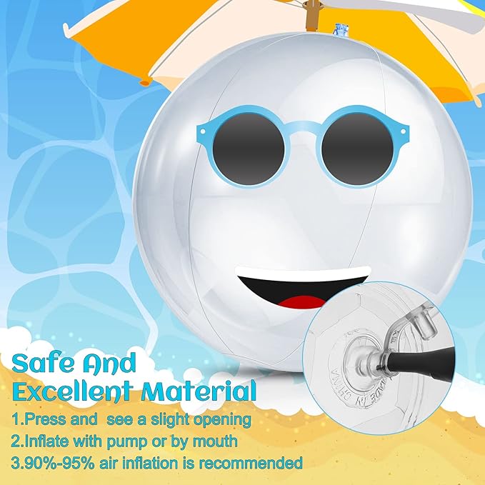 Zhanmai 6 Pieces Inflatable Clear Beach Ball 16 Inch Clear Pool Floating Ball Balloons for Under The Sea Party Decoration DIY Bubble Summer Beach Swimming Pool Hawaii Luau Party Favor