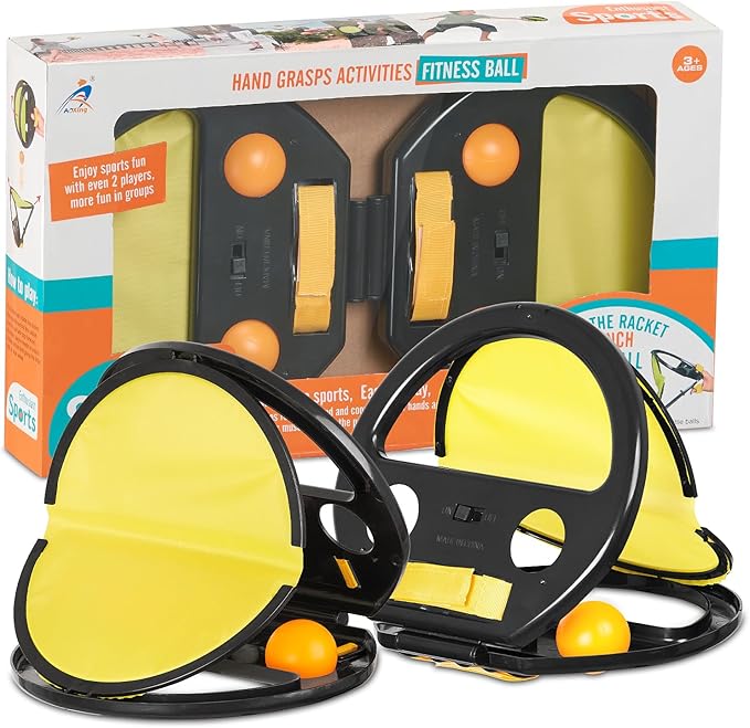 Velcro Toss and Catch Game Set, 2024 Upgrade with Launchers and 2 Balls, Outdoor Games for Kids Aged 3-12, Beach Paddle Ball Set for Yard, 2pc