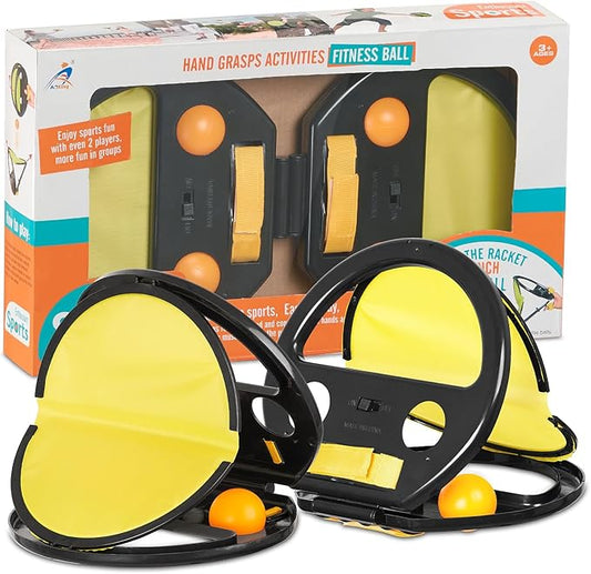 Velcro Toss and Catch Game Set, 2024 Upgrade with Launchers and 2 Balls, Outdoor Games for Kids Aged 3-12, Beach Paddle Ball Set for Yard, 2pc