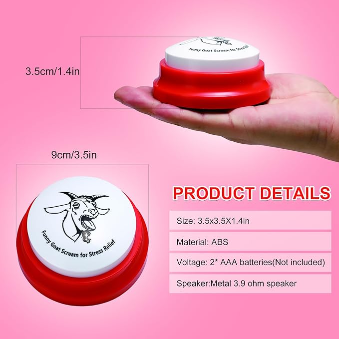 Freetoes Screaming Goat Sound Button,Screaming Goat Desk Toy Talking Button,Funny Gag Gifts for Men Women,Weird Things Office Pranks Stuff for Adults,Prank Noise Maker,White Elephant Gifts for Adults