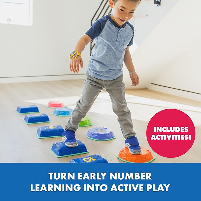 Educational Insights Hop to 10 Stepping Stones - Non Slip Nesting Stepping Stones for Kids, Early Math and Gross Motor Skills Toys for Toddlers 3-5, Indoor Active Play, Outdoor Play Equipment