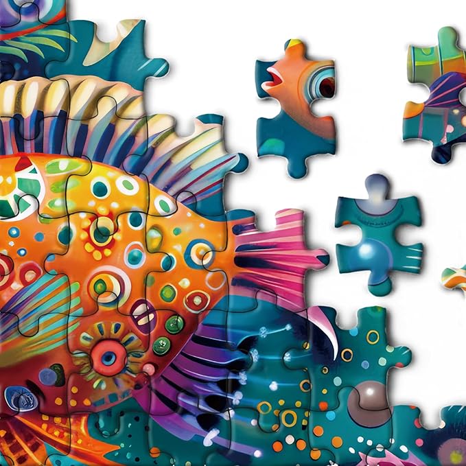 Magic Ocean Fish Puzzle for Adult 1000 Piece, Nature Sea Jigsaw Puzzle Scenery, Colorful Marine Animal Puzzle