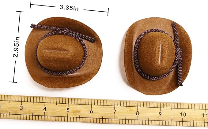 Dollhouse Cowboy Hat, Miniature Cowboy Hat, 1:6 Scale Miniature Soft Cowboy, Mini Hat, Brown/Black, American Old West Hat, for Dollhouse Craft Supplies (2PCS) (Brown)