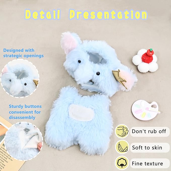 Clothes for labubu 17cm Accessories Suit Cute Clothes for Doll Dress up Animal Style Outfits (NO Doll)（Elephant）