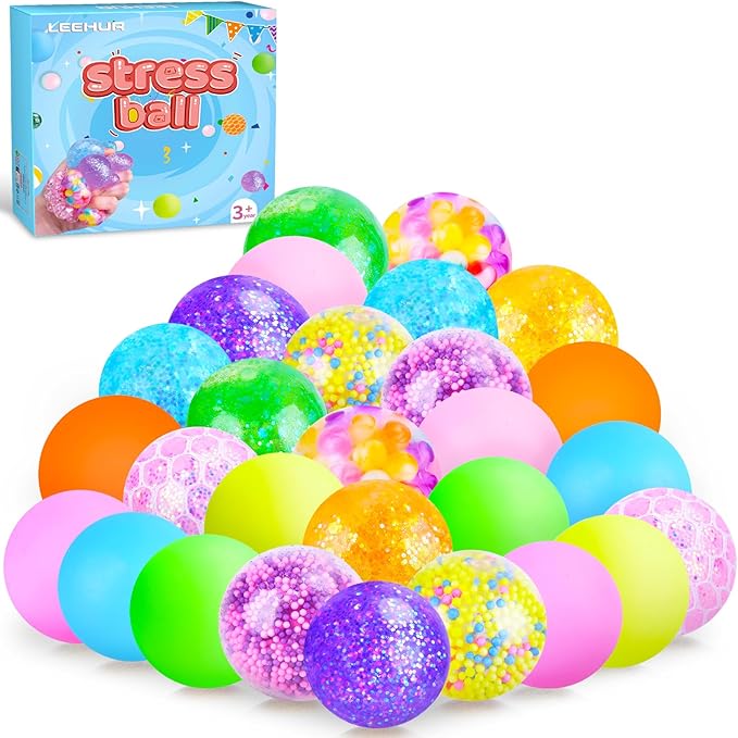 Squishy Stress Balls, Squishies for Kids Adults Anxiety Stress Relief Toys, Squeeze Balls Bulk Fidget Toys for Party Favors, Birthday Gift, Goodie Bag Stuffers