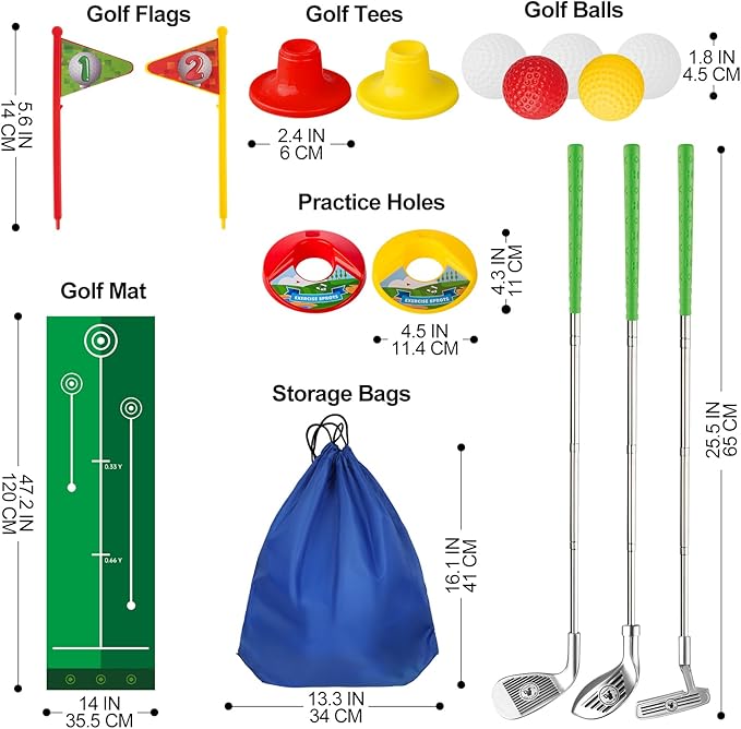 Liberry Toddler Golf Set, Retractable Toy Golf Clubs with Putting Mat & Storage Bag for Kids Ages 2 3 4 5, Indoor and Outdoor Sports Games Birthday Gift for Boys Girls