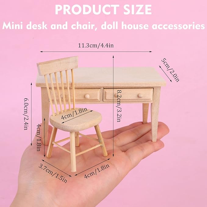 Miniature Wooden Dollhouse Furniture Set Complete Table Chair Living Room Scene for Kids Play Toy Photographic Props Ideal for Creative Play Decorative Display Styling Photos 1/12 Scale