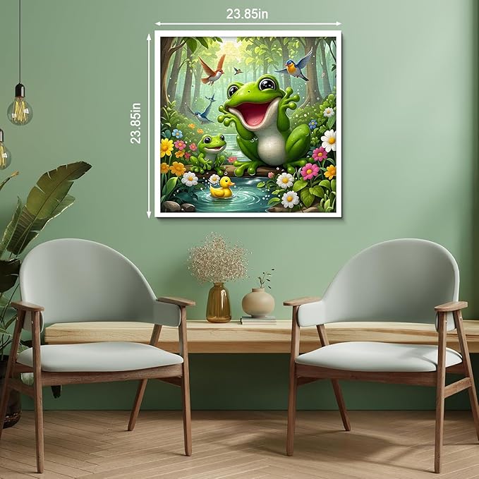 Cute Forest Frog Puzzles for Adults 1000 Pieces, Nature Animal Scene Jigsaw Puzzle with Birds, Flowers, Ducks, Challenging Colorful Theme Puzzle as Home Wall Art Decor