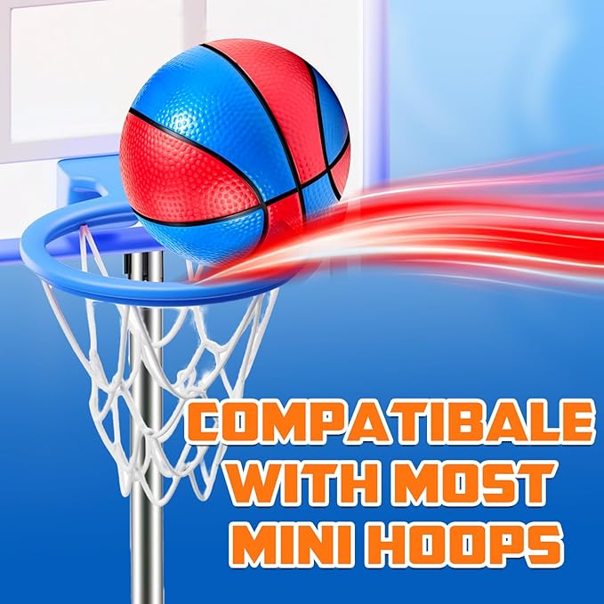 Hymaz 3 Pack Mini Basketballs Set 7 Inch - Size 3 Basketball with Pump for Kids, Swimming Water Pool Sports Toys Bouncy Basket Balls for Basketball Hoops Arcade Games Indoor Outdoor Play