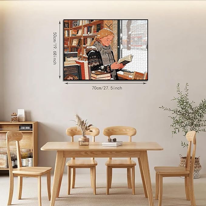 1000 Piece Puzzle for Adults Winter Bookstore Jigsaw Puzzles Nature Landscape Puzzles Family Wall Decor Impossible Puzzle Fun Gift for Women Men (27.56x19.7 Inch)