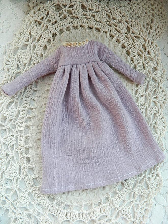 Doll Clothing Extra Long Robe for Blyth,Ob24,Licca,Azone BJD Doll Clothes Toys Accessories Gifts (Gray Purple) (Only Clothes)