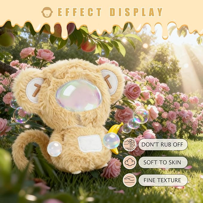 Monkey Clothes for 6.7 Inch (17cm) Dolls -5-piece Set Includes a Cute Costume and Three 3D-Printed Banana Models, Customizable Tail to Meet Your DIY Needs