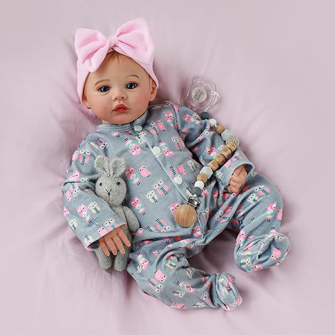 KSBD Lifelike Reborn Baby Girl - 18 inch Realistic Baby Girl Real Life Newborn Baby Dolls, Handmade Anatomically Correct Real Baby Dolls Gift Set for Kids Age 3 +