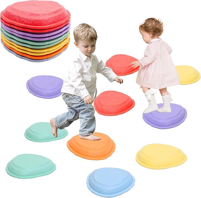 Balance Stepping Stones for Kids 5pcs Non-Slip River Stones Obstacle Course Play Indoor and Outdoor Coordination Game Sensory Toys Toddler Ages 3 4 5 6 7 8+