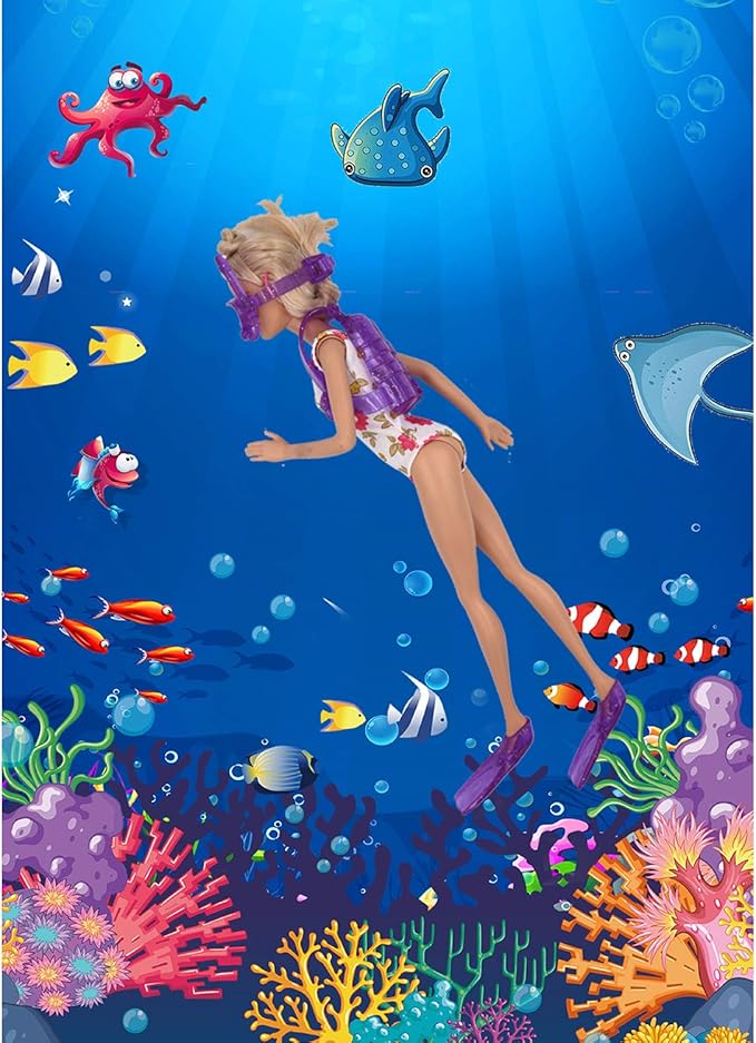 ZTWEDEN 89Pcs Doll Clothes and Accessories for 12 Inch Boy and 11.5 Inch Girl Doll Includes 32 Seaside Wear Clothes Bikini Marine Animal Surfboard Diving Swimming Sets 19 Pairs Shoes for Dolls