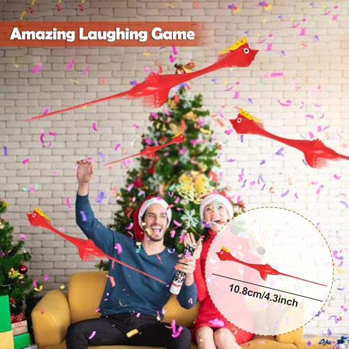 Slingshot Chicken Rubber Chicken Flick Chicken Flying Chicken Flingers Stress Gag Toys, Rubber Chicken Slingshot Funny Christmas Stuffers Easter Chicks Novelty Gifts for Kids (Red 30 Pcs)