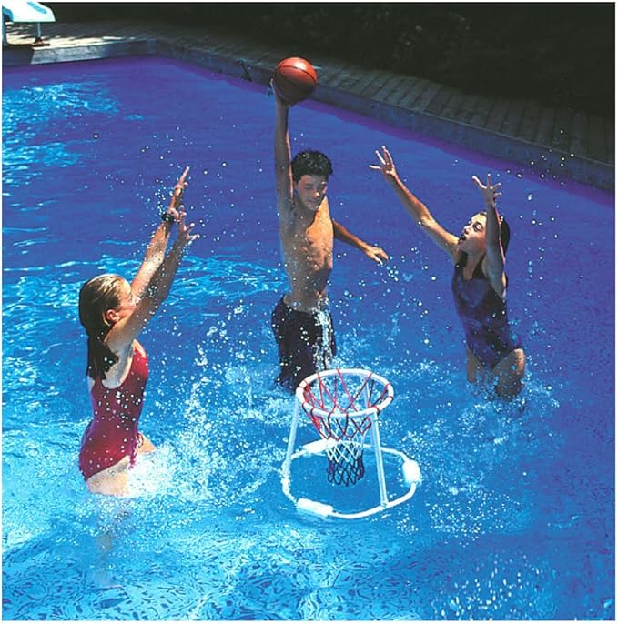 SWIMLINE Pool Basketball Hoop Floating Or Poolside Game With Real Feel Net & Float Foam For Kids & Adults Swimming Splash Super Hoops With Water Basketball Pools Toy Outdoor Summer 9162