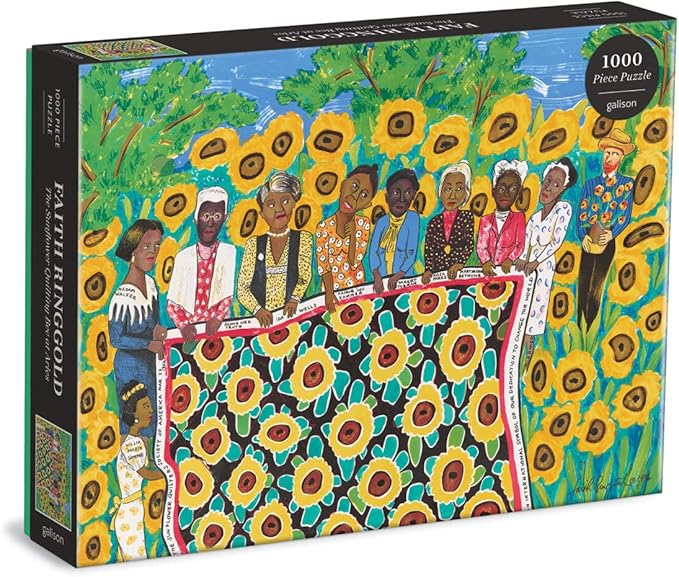 Galison Faith Ringgold The Sunflower Quilting Bee at Arles Puzzle, 1000 Pieces, 27” x 20” – Difficult Jigsaw Puzzle with Stunning & Colorful Artwork – Thick, Sturdy Pieces, Challenging Family Activity