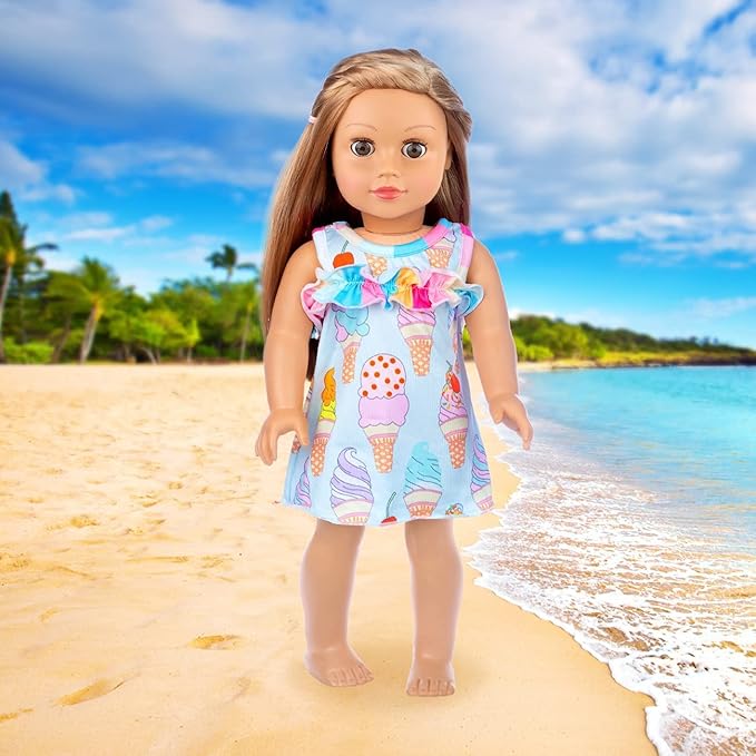 ZITA ELEMENT 11 Pcs American Doll Clothes Dress and Accessories for 18 inch Doll - 5 Sets Outfits + 2 Pairs Random Style Shoes