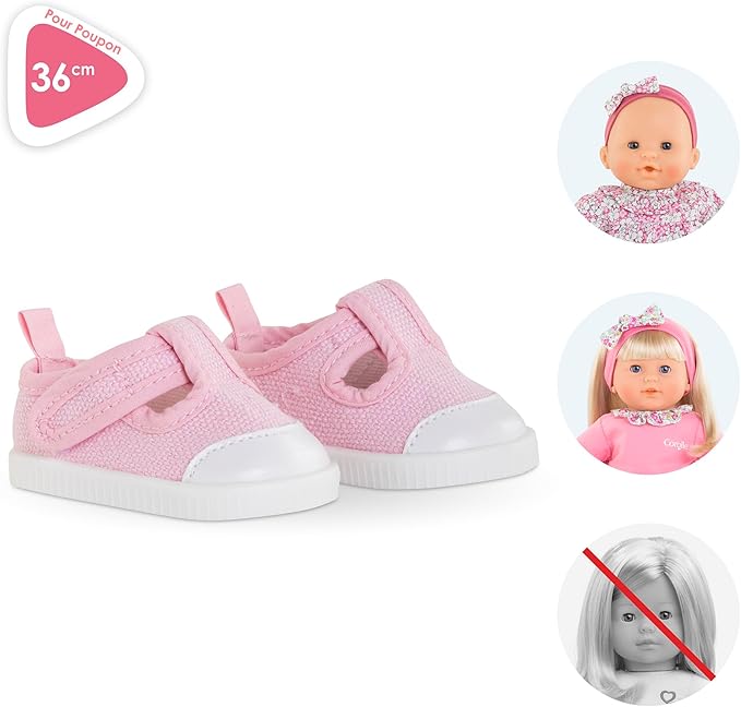 Corolle Baby Doll Pink Sneakers Outfit Accessory - Mon Grand Poupon Baby Doll Clothes and Accessories fit 14" Dolls, for Kids Ages 3 Years and up