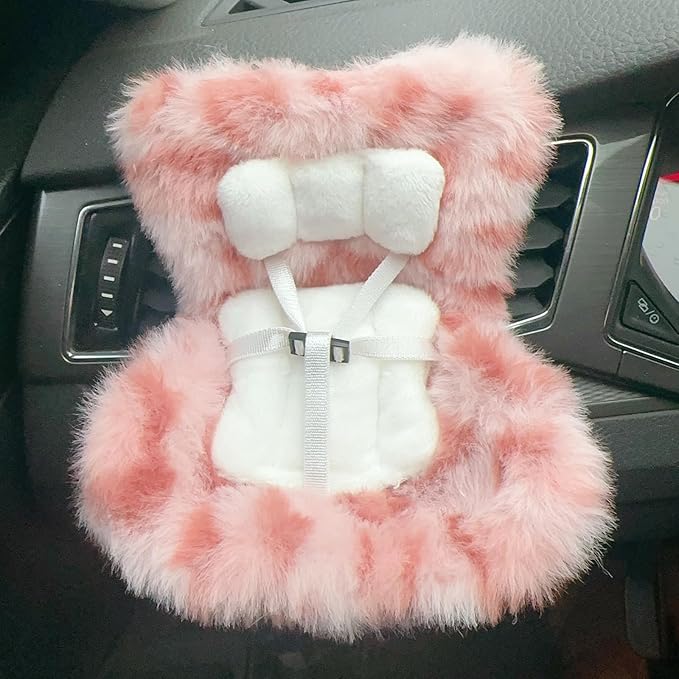 Ezcora Accessories for 10-17cm Dolls, Doll Car Seat with Clip onto Car Air Vent, Includes Seat Leg for Desktop Display (Strawberry ice Cream)