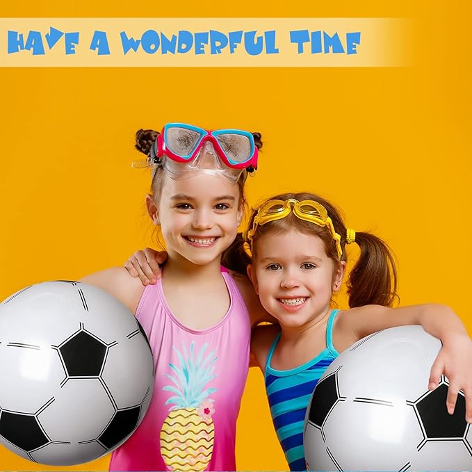 Zhanmai 6 Pack Inflatable Soccer 16 Inch Blow up Beach Ball Large Sport Pool Ball with Pump for Adults Teens Gift Summer Outdoor Party Decorations
