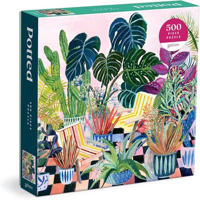 Galison Potted 500 Piece Puzzle from Galison - Fun and Challenging 500 Piece Puzzle, Colorful Botanical Illustrations, Thick and Sturdy Pieces, Idea