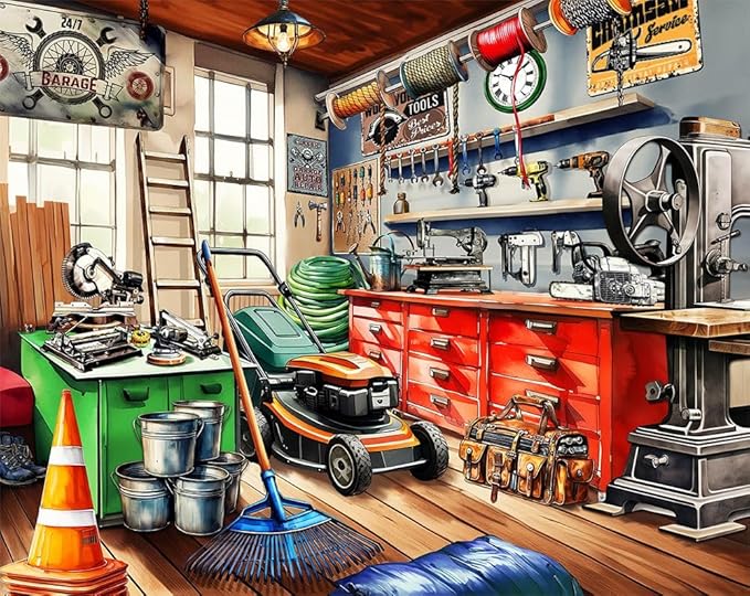 Springbok Tool Man's Garage 1000 Piece Puzzle for Adults - Colorful Garage Filled with a Handyman's Gear