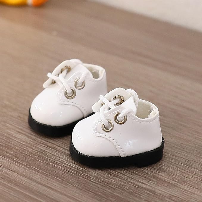 Premium Doll Shoes for Lububu, 15cm 17cm Dolls Accessories, Mini Leather Shoes Fashion Dress Up Doll Shoes Replacement (1, Oxford - White)
