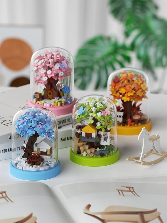 Tree House 4 Set Tree House Bonsai Tree House Building Toy Flowers Set Ideas Building Blocks Complete with Dust Cover