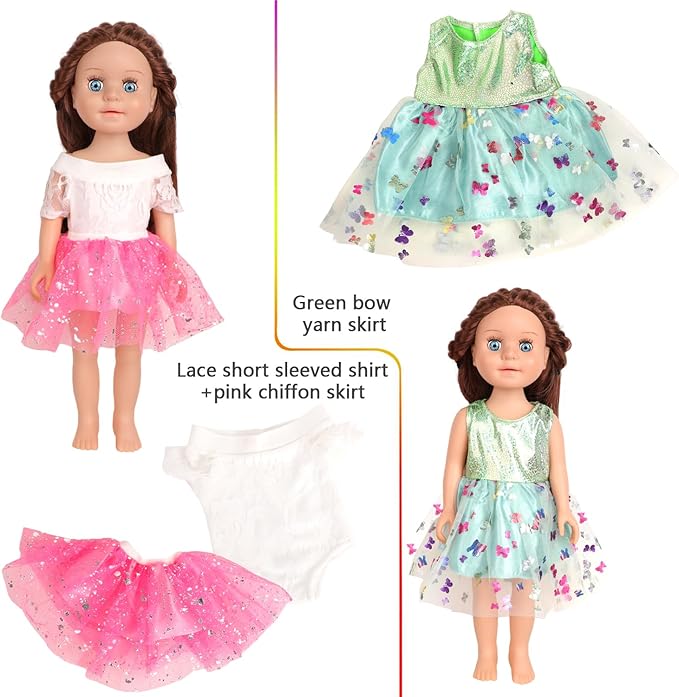 10 Sets of 18 Inch American Doll Clothes, Including 10 of Doll Clothing Dress Outfits for Gift Dolls, Birthday Gifts for Kids