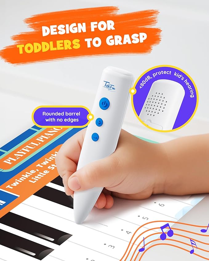 TEKFUN Interactive ABCs & 123s Learning Poster with Talking Pen, Autism Sensory Educational Toys, Toddler Birthday Gifts for Kids Ages 1 2 3 4 5 6