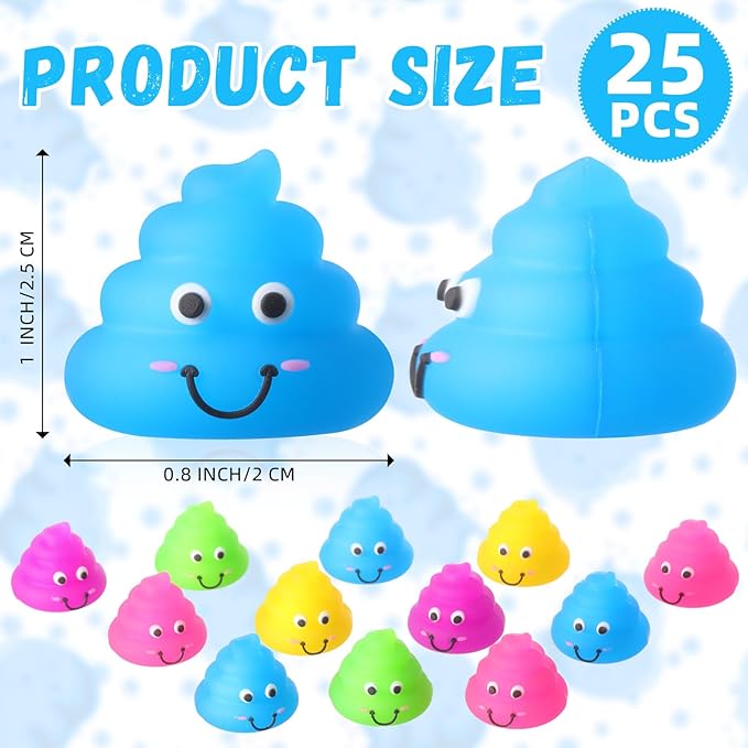 25 Pcs Poop Toys Fake Mini Poop Figurines Mini Glitter Expressions Small Fake Shimmering Rainbow Rubber Toys for Easter Stuffers Easter Gifts April Fools' Pranks Piñata Party Stuffers