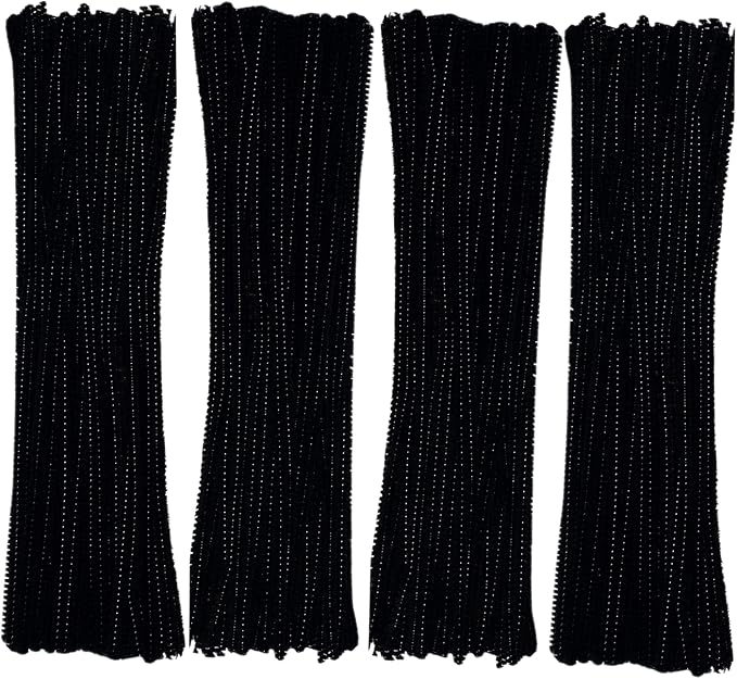 Black Pipe Cleaners 200 Pieces Chenille Stems for DIY Art Decorations Creative Craft (6 mm x 12 Inch)